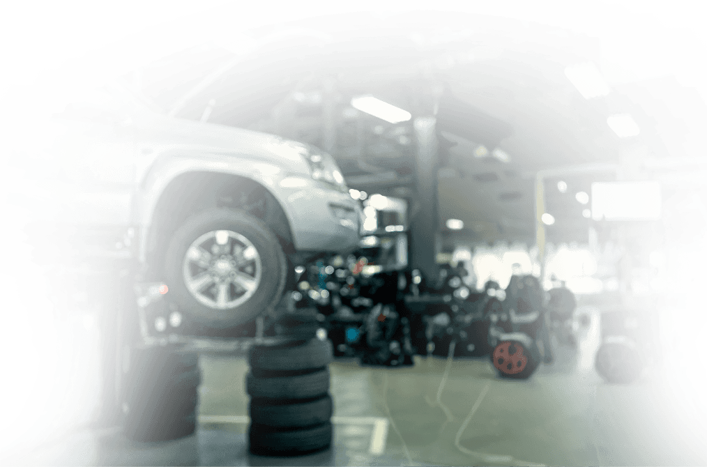 Auto repair shop with car wheel and tire